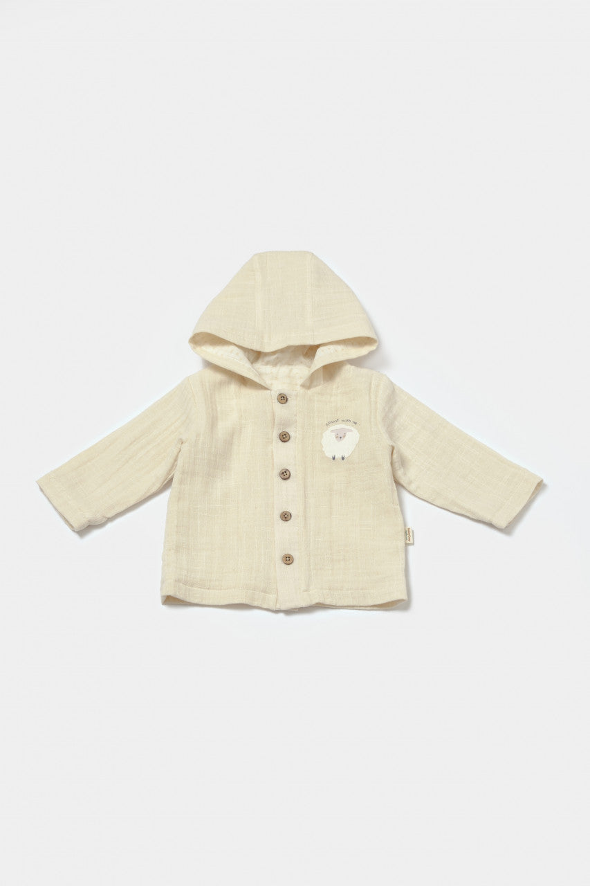 Set bluza cu gluga si pantaloni, Winter muselin, 100% bumbac - , BabyCosy